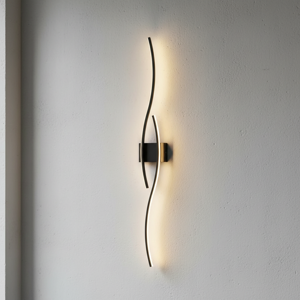 Applique LED Minimaliste Noire Courbée