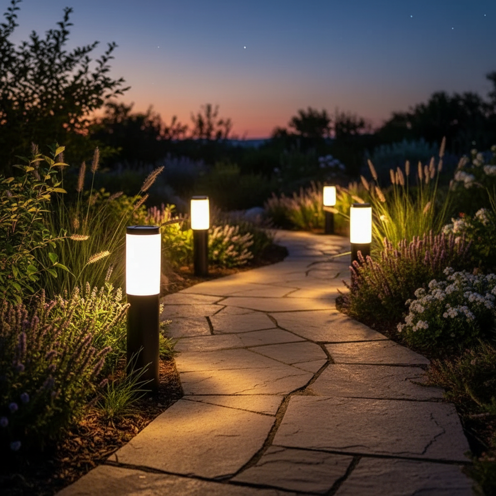Borne Solaire LED Cylindrique