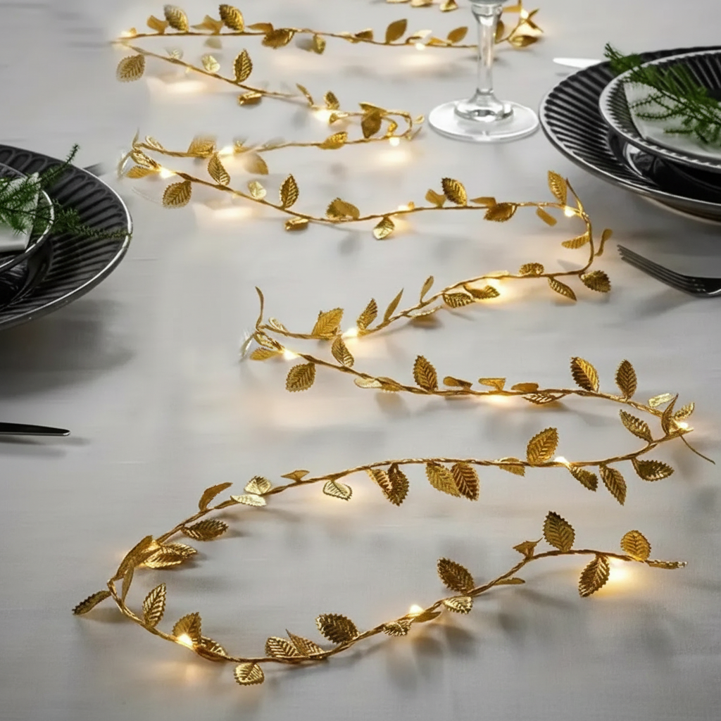 Guirlande LED Laurier Doré