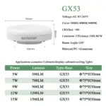 Spot LED GX53 Extra-Plat 230V Blanc Neutre 120° – Image 3
