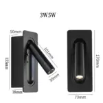 Lampe de chevet, applique murale, lampe de lecture LED, projecteur intégré, lampe de protection des yeux, lampe de chambre d'hôtel, lampe d'étude, orientable, 3W5W, 110V/220V – Image 6