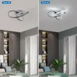 Plafonnier LED Moderne Argenté 3 Anneaux Entrelacés – Image 3