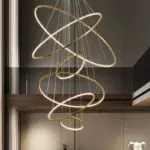 Lustre Suspension LED Moderne Anneaux Entrelacés Or – Image 5