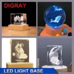 Socle Lumineux LED en Bois Support Cristal Art – Image 4