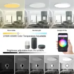 Plafonnier LED Connecté WiFi RGBW  Noir et Blanc – Image 3
