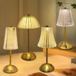 Lampe de Table LED Dorée Cristal – Image 3