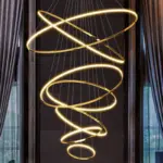 Lustre Suspension LED Moderne Anneaux Entrelacés Or – Image 2