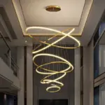 Lustre Suspension LED Moderne Anneaux Entrelacés Or – Image 4