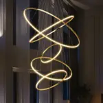 Lustre Suspension LED Moderne Anneaux Entrelacés Or – Image 3