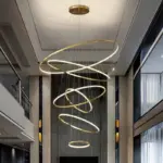 Lustre Suspension LED Moderne Anneaux Entrelacés Or – Image 6