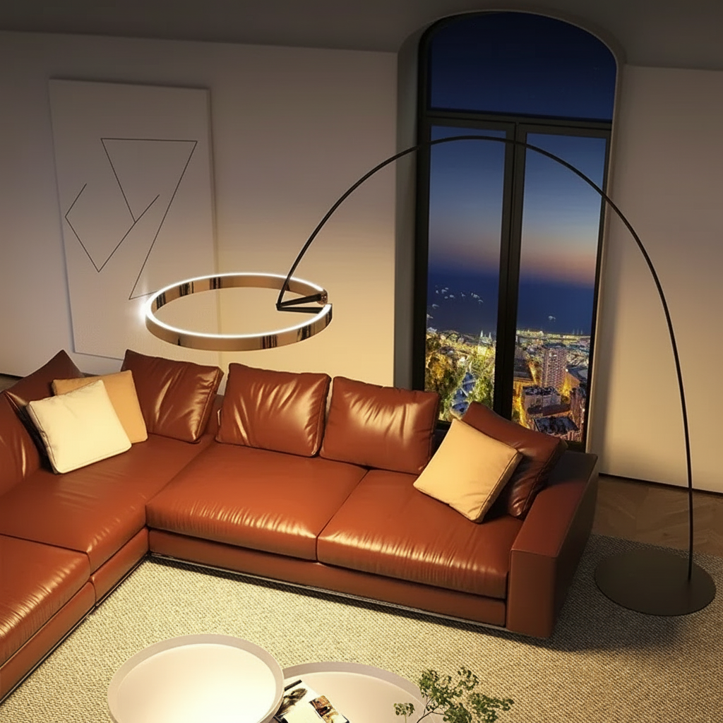 Lampadaire LED Arc Design Anneau