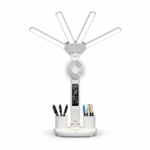 Lampe de Bureau LED 4 Têtes Ventilateur Horloge