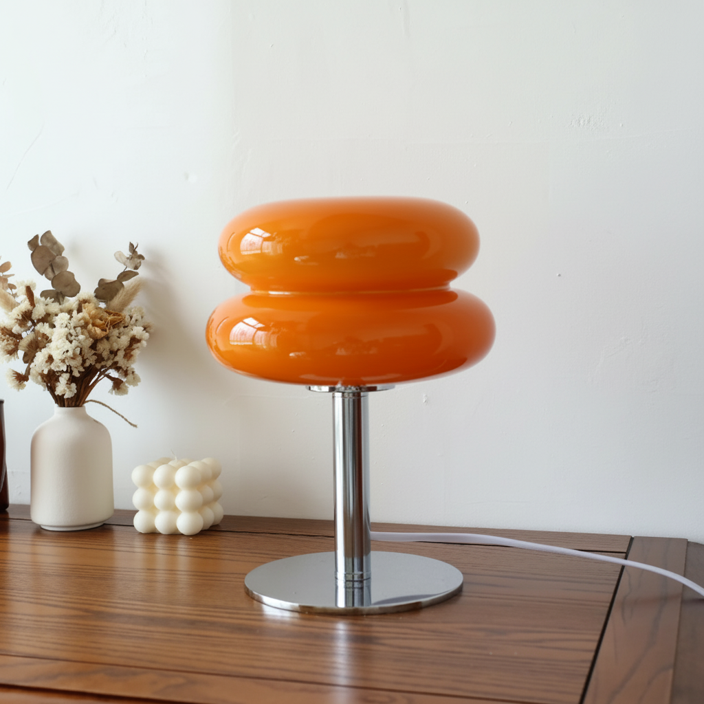 Lampe de Table Macaron en Verre Vintage