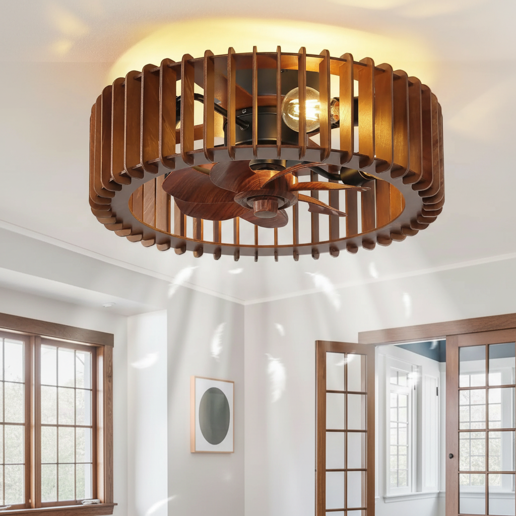 Ventilateur de Plafond LED Wabi-Sabi Bois