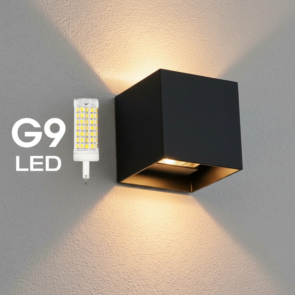 Applique Extérieure LED Cube Noir