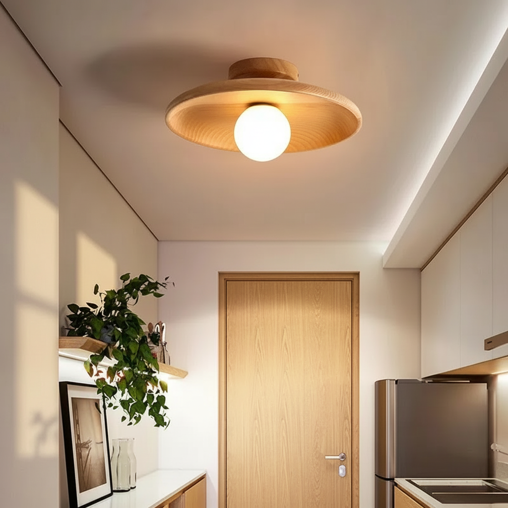 Plafonnier LED Design Nordique Bois