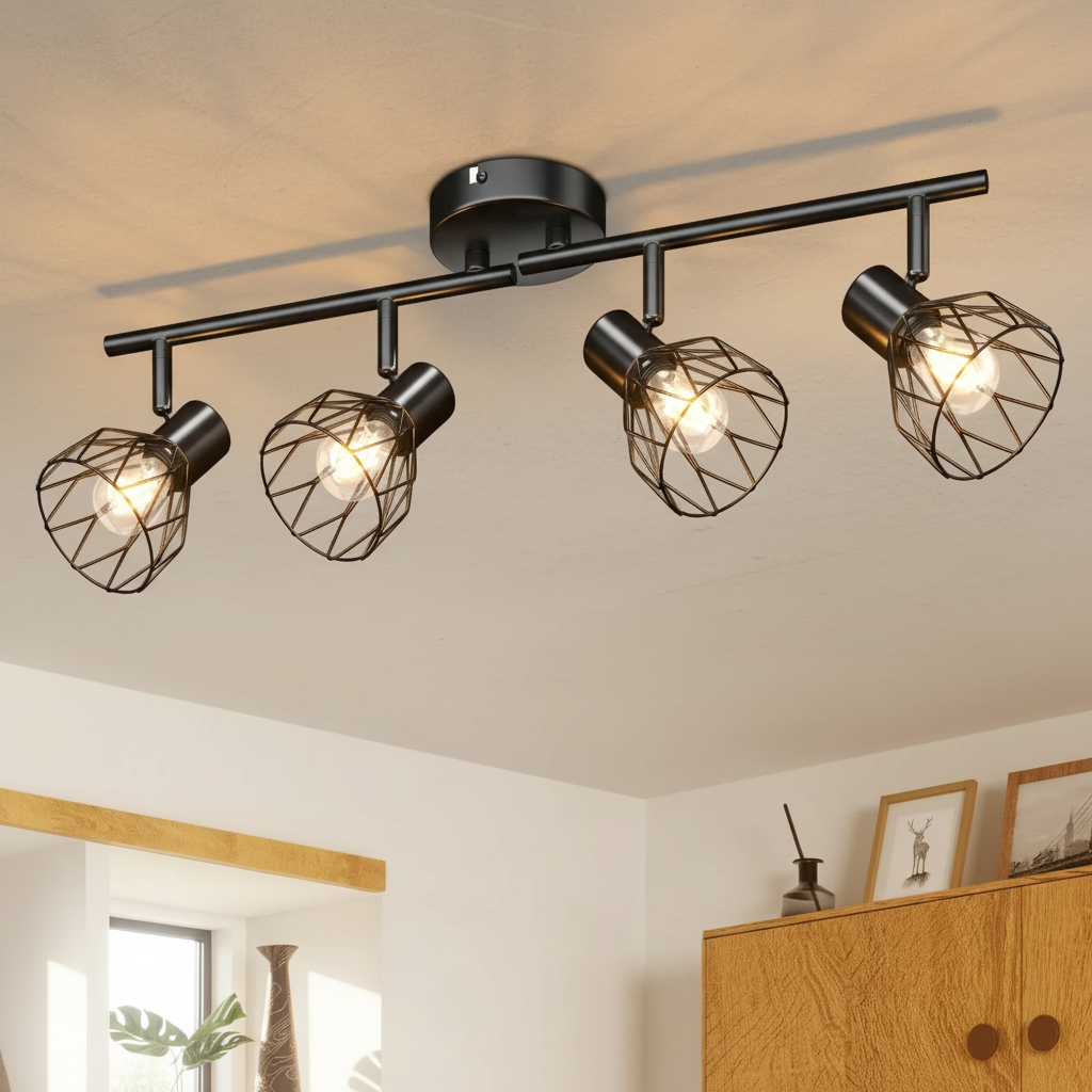 Plafonnier LED Industriel 4 Spots